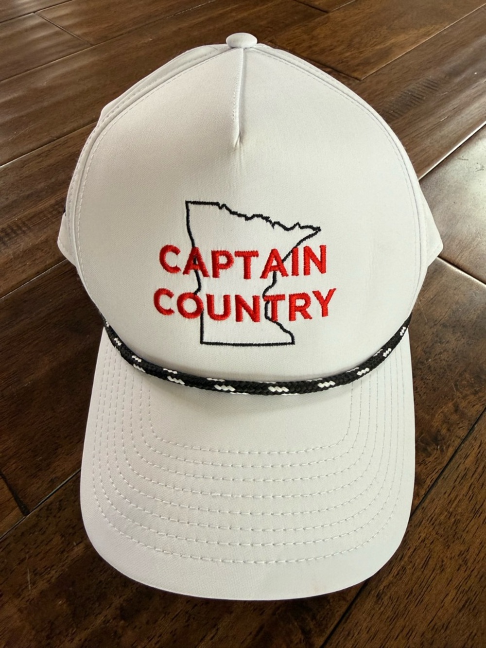 White 'Captain Country' Minnesota State Embroidered Hat with Black Rope Detail